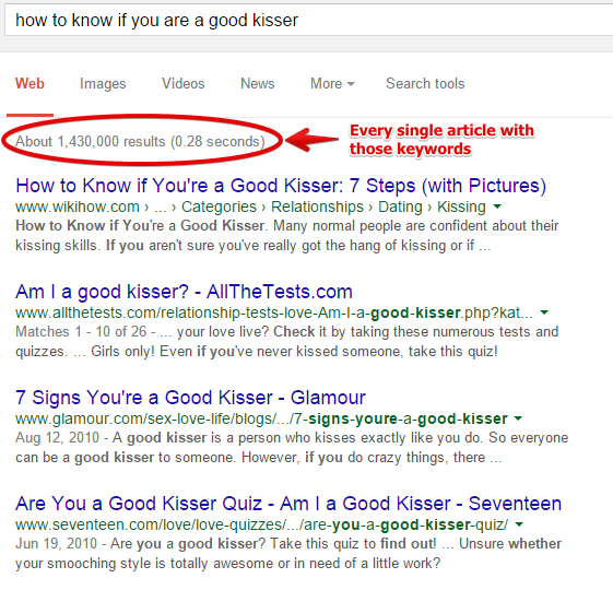 Google search results for how to know if you a good kisser