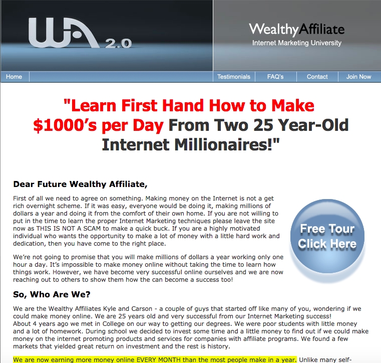 Take the Wealthy Affiliate Tour