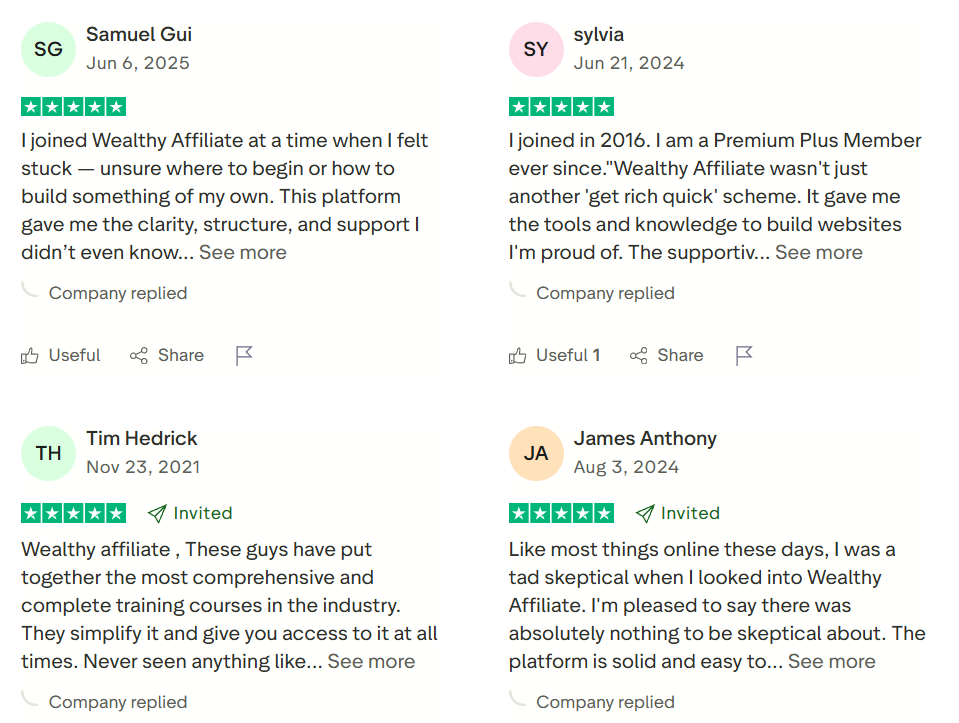 WA TrustPilot reviews